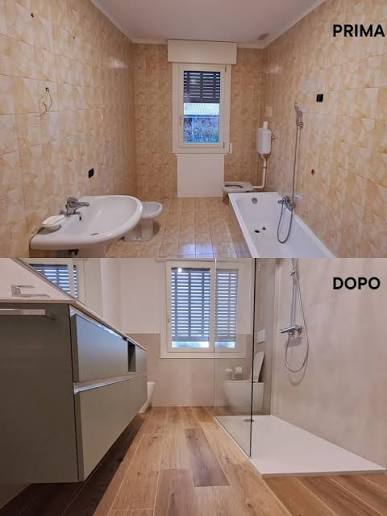 Bagno con vasca – doccia walk-in – Prima e dopo