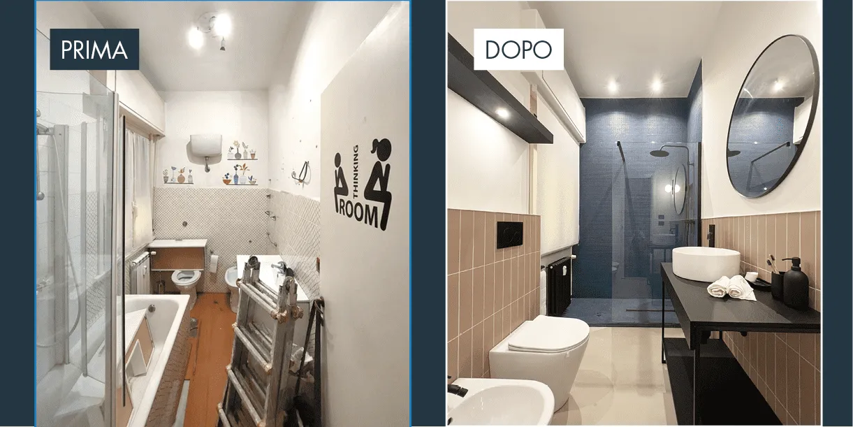Bagno completo – doccia e arredo nuovi – Prima e dopo